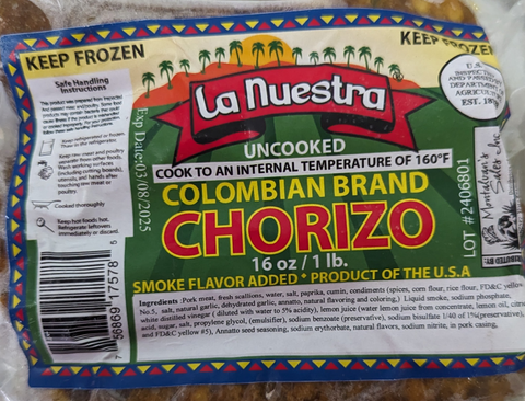 La Nuestra Chorizo Colombiano 24/1lb