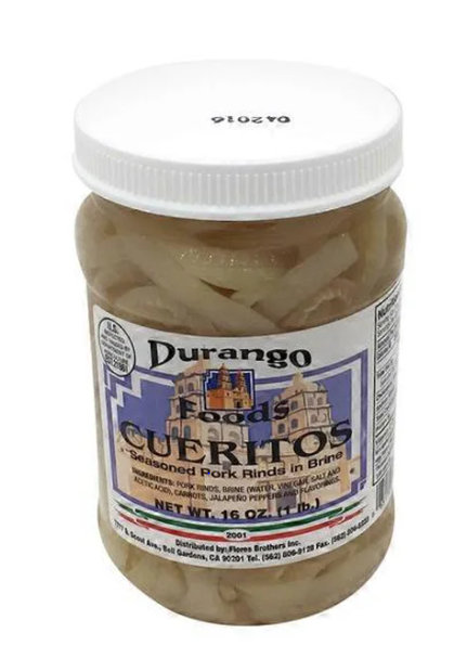 Durango Cueritos (Seasoned Pork Rinds in Brine) 12/16oz